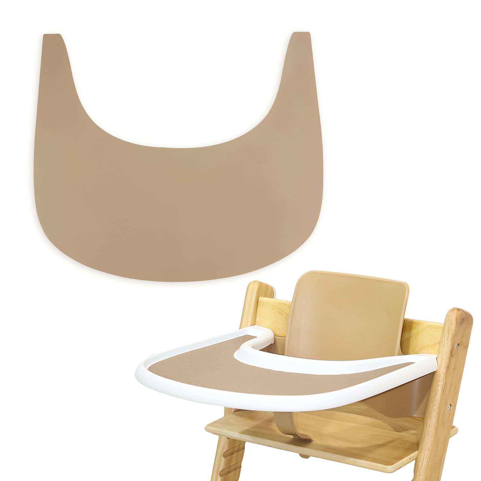 High Chair Placemat, Durable High Chair Placemat Silicone, Clean and Hygienic, for Tripp Trapp High Chair Accessories, Suitable for Tripp Trapp High Chair Tray (Khaki)