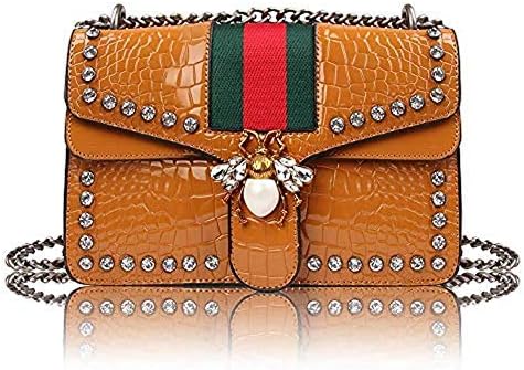 Cross Body Bags for Women Designer Purse Patent Leather Handbag Bee Shoulder Bag