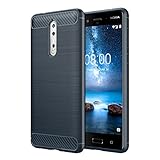 Nokia 8 Case, MoKo Flexible TPU Bumper Slim Fit Case Carbon Fiber Design Lightweight Shockproof Back Cover for Nokia 8 (2017) ONLY, INDIGO
