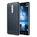 Nokia 8 Case, MoKo Flexible TPU Bumper Slim Fit Case Carbon Fiber Design Lightweight Shockproof Back Cover for Nokia 8 (2017) ONLY, INDIGO