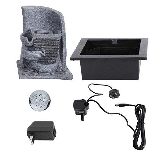 thumbnail image 2 of Serenelife 4 Tier Water Fountain Decoration Cool Indoor Outdoor Portable Electric Tabletop Decorative Zen Meditation Waterfall Decor Kit W Led Submersible Pump And Adapter Sltwf 15 Led 2 of 9
