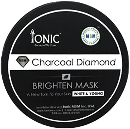 Ionic MSM Activated Charcoal Diamond Black Mask Pack for Brighten Skin &amp; Natural Instant Glow (MSM - Organic Sulfur a Natural Beauty Mineral