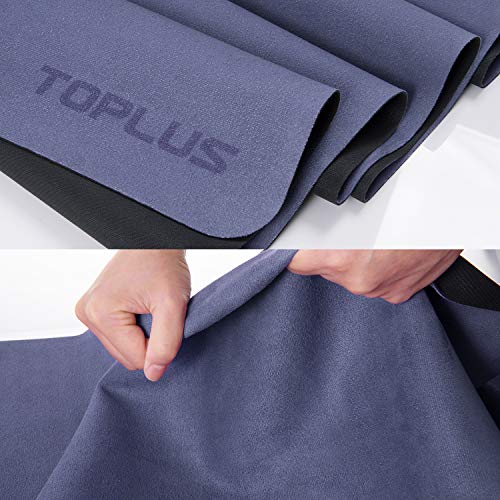 TOPLUS Travel Yoga Mat - Foldable 1/16 Inch Thin Hot Yoga Mat, Sweat Absorbent Anti Slip, High-Grade Natural Suede for Travel, Yoga and Pilates, Coming with Carrying Bag