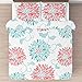 Turquoise and Coral Emma 3 Piece Childrens, Teen, Kids Modern Full/Queen Bedding Set Collection