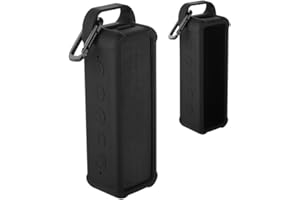 SundiooK Silicone Speaker Case for Anker for Soundcore 2 with Handle and Carabiner Clip, Black, 21 x 7.3 x 6 cm