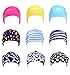 Eforstore Swimming Caps Long Hair Swim Cap Pleated Cloth Fabric Bathing Hats Lycra Beanie Hat for Adult Men Women