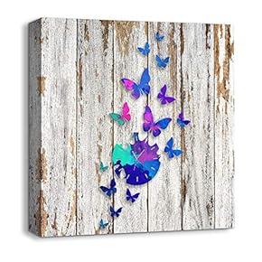 Canvas Wall Art Abstract Cute Clock Painting Artwork for Home Prints Framed - 12x12 inches