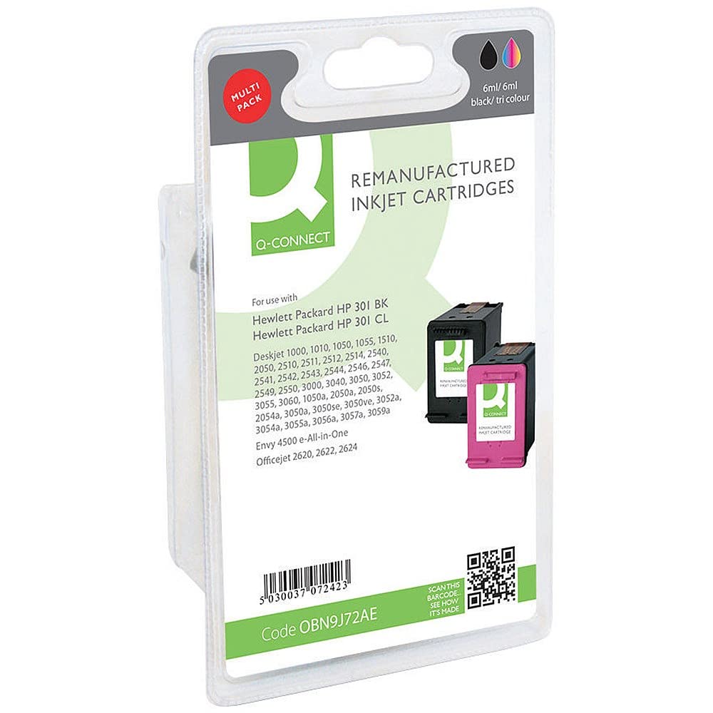 Q-Connect HP 301BK 301CL Reman Ink Cartridges Multipack