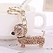 Doober Bling Dog Dachshund Keychain Handbag Purse Pendant Car Holder Key Ring Jewelry (Champagne)