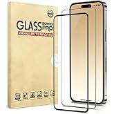 GeeBom 2-Pack Blue Light Filter Tempered Glass Screen Protector for iPhone 16 Pro Max