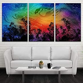3 Panel Starry Space Pictures Home Wall for...