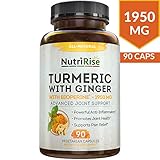 Turmeric Curcumin Supplement with Ginger & BioPerine Black Pepper Extract - Best Joint Pain Relief, Anti-Inflammatory, Antioxidant & Anti-Aging Support. Non-GMO, Vegan & Gluten-Free Turmeric Capsules