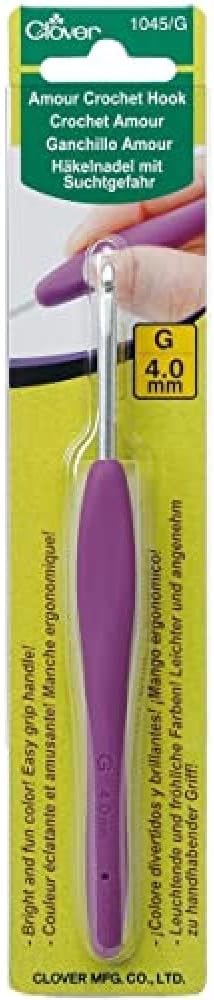 Clover 1045G Amour Crochet Hook 4.0mm Metal Multicoloured Easy Grip