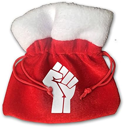 Fist Black Lives Matter Red Velvet Drawstring Pouch Bag 15cm X 15cm