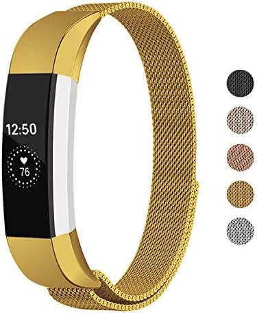 Keasy Replacement Metal Bands Compatible for Fitbit Alta and Fitbit Alta HR, Stainless Steel Replacement Bands for Women Men (Gold, Small)