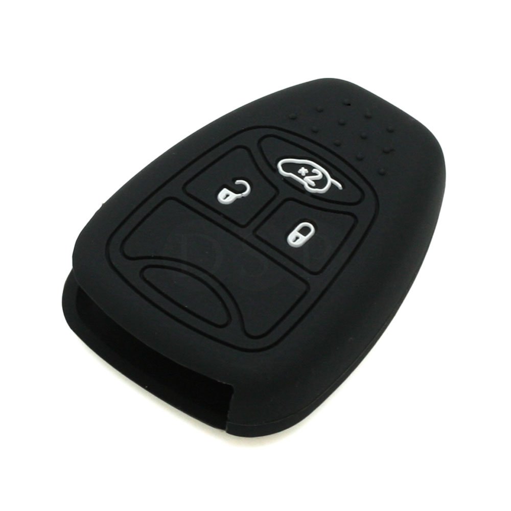 BROVACS Silicone Cover Protector Case Holder Skin Jacket Compatible with CHRYSLER DODGE JEEP Remote Key Fob CV4751 Black
