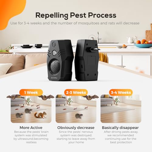 Ultrasonic Mice Repeller Mice Repellent Connect 4 Modes and Two Power Options Mosquito Repellent Control Device for Rat Insects Ants