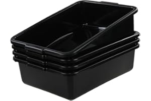 Kiddream 4 Pack 13 L Commercial Bus Tub, Plastic Restaurant Bus Pans (Black)