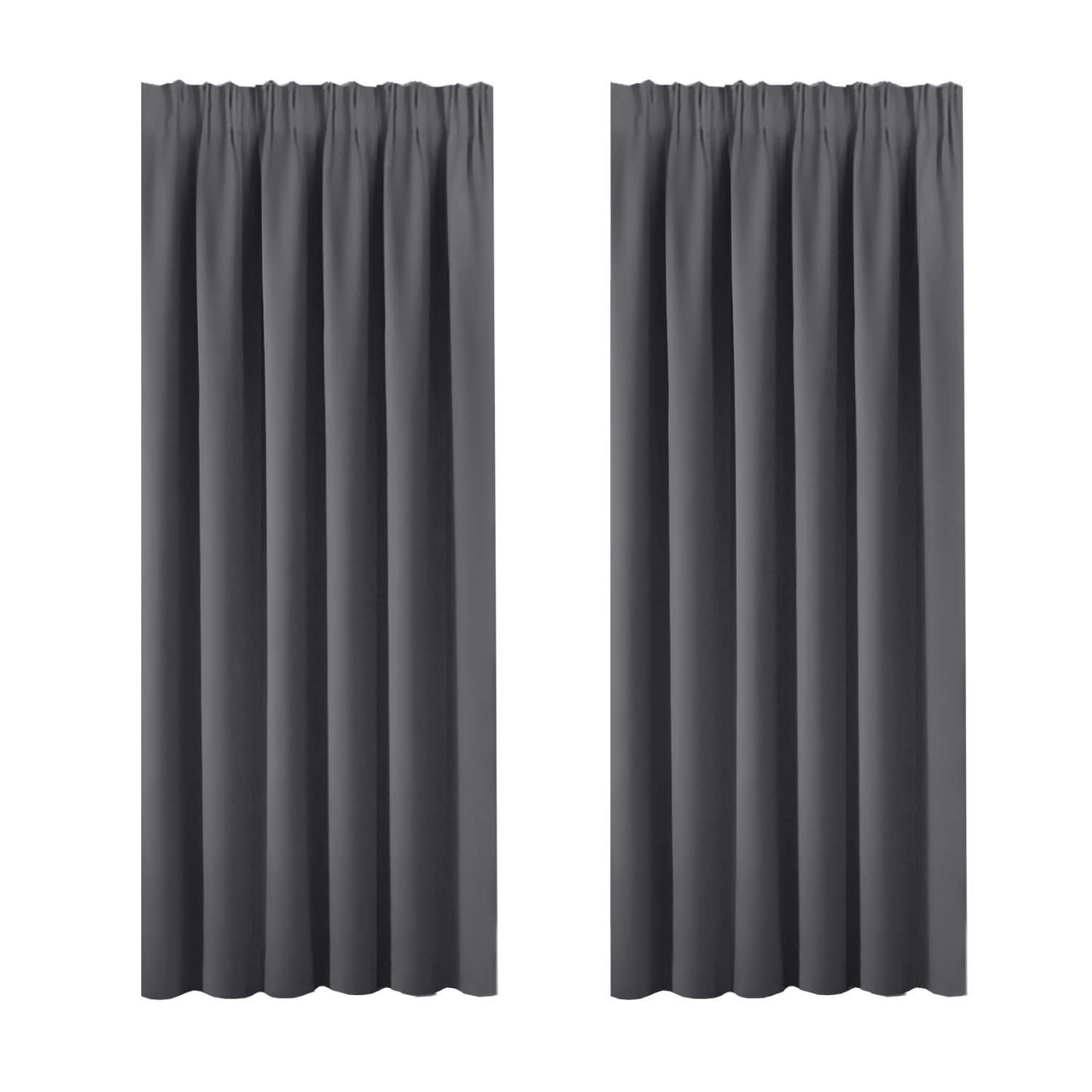BellaHills Blackout Curtain Panels 2 Pieces Pencil Pleat Light Blocking Curtains for Boys' Bedroom Thermal Insulated Window Treatments for Energy Saving, 90 inch Width x 72 inch Drop, Charcoal Grey
