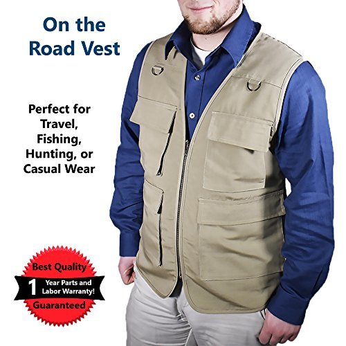 The On-the-Road Vest| Travel Vest| Photographer Vest| Outdoor Vest| Safari Vest| Fishing Vest| Photography Vest|Outdoor Active Vest| Hiking Vest| Tan, Medium