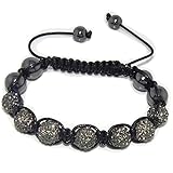 Gray Swarovski Crystal and Hematite Beads Adjustable Shamballa Style Bracelet