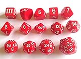 14 Unusual Dice Set Approved for Use with Dungeon Crawl Classics - Red