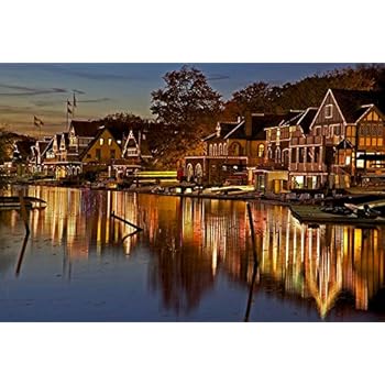 Amazon.com: Philadelphia Boat House Row At Night Canvas ...