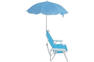 Kids Folding Beach Chair with Umbrella, Sun Shade Adjustable, Foldable Portable Outdoor Chair for Camping Picnics (Blue)