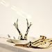 PuTwo Jewelry Tray Antlers Shaped Ring Holder Ceramic Jewelry Dish for Ring Earring Necklace Bracelet Jewelry Stand Gift for Birthday Christmas Wedding for Women Girl Friends - Gold