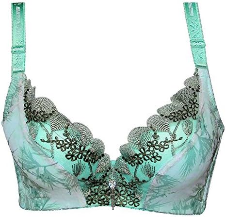 Parasexy Vogue Eyelash Lace Bra Adjustable Straps Lingerie Push-up Brassiere Green 70B/32B