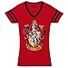 Harry Potter Gryffindor Juniors V-Neck T-Shirt - Red (Medium, Red)