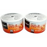 100 Sony DVD-R 16X 4.7GB Recordable Blank Media Disc Wrap Full Logo Surface 2x50 Pk
