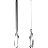 Webake 2 Pack Mini Whisks 304 Stainless Steel Small Whisks, 10.25" Coffee Whisk for Cooking Milk Egg Blending Whisking Beating Stirring