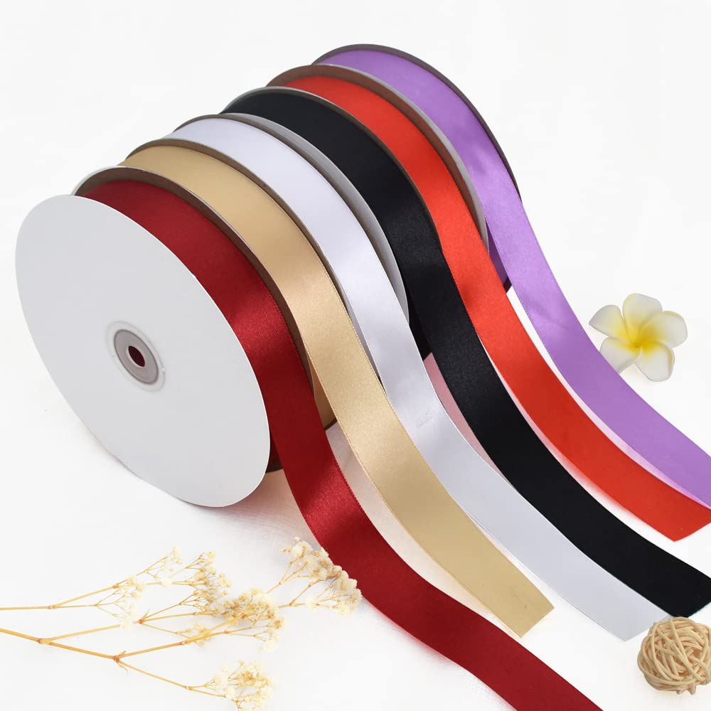 TONIFUL 1 Inch x 100yds Black Satin Ribbon, Thin Solid Color Satin Ribbon for Gift Wrapping, Crafts, Hair Bows Making, Wedding Party Decoration, Sewing, Invitation Cards, Floral Bouquets, Christmas