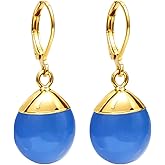 Gempires Gemstone Drop Earrings for Women Handmade Lightweight Gold Electroplated Dangle Earrings Hypoallergenic Boho Chic Jewelry Elegant Gift for Her Everyday Fashion Accessory