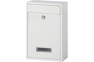 Kasten Wall Mounted Vertical Mailbox with Key Lock, Medium Capacity Hanging Secure Postbox for Outside, 12.6 x 8.5 x 3.4 Inch, White