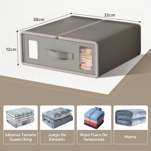 VIOPY Organizador De Sabanas, 4 Piezas Cajas De Almacenamiento, Organizador De Ropa De Cama Plegable, Contenedores De Almacenamiento De Tela Para Juego De Sábanas, Para Closet, Debajo De Las Camas