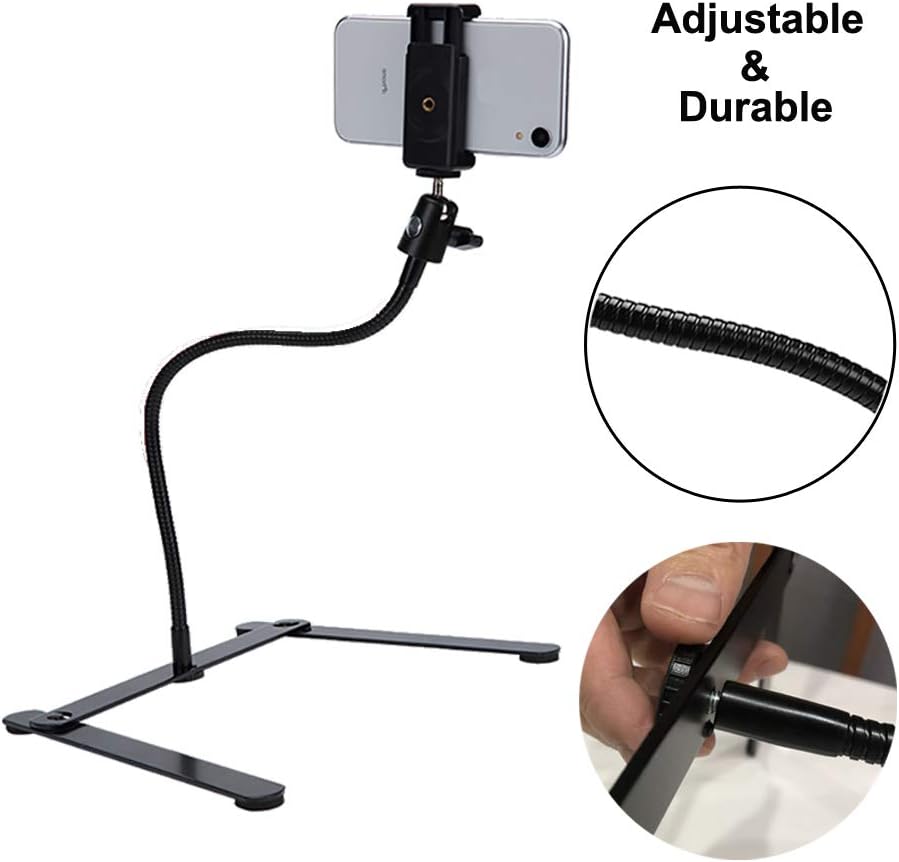 Photo Copy Pico Projector Stand Overhead Tripod Video Phone Mount Flexible Tabletop Stand for Live Streaming Video Recording Vlog YouTube Teaching Cooking Crafting Demo Drawing Recording - Image 4