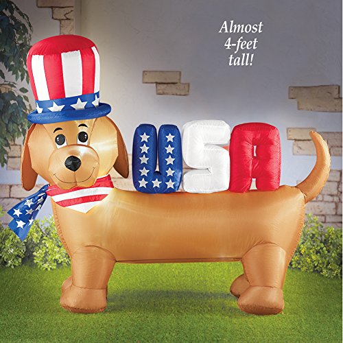 Dachshund Dog Inflatable USA Patriotic 4th Of July Garden Yard Outside Decoration