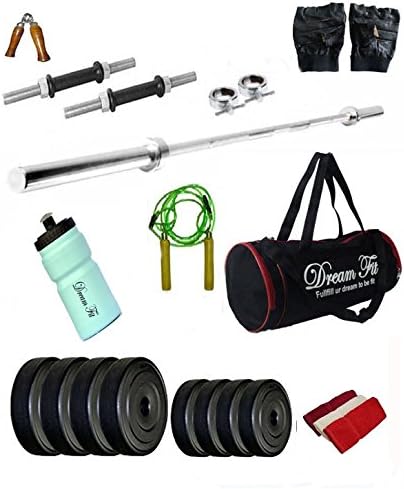 DREAMFIT 25 KG Home Gym with 3FT Straight Rod, Gym Bag, Sipper Water Bottle and Accessories