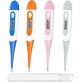 Digital Thermometer，BESTWYA Thermometer for Adult (A, Pack of 4) | Flexible Tip Accurate LCD Reading Oral, Rectal or Under Arm Use