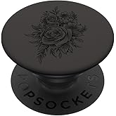 Black Gray Floral Flower PopSockets Adhesive PopGrip