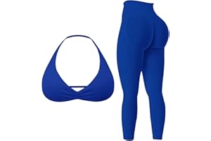 MAYROUND Workout Sets for Women 2 Piece Backless Halter Sports Bra Hidden Scrunch Leggings Gym Set Yoga Outfits Tracksuit