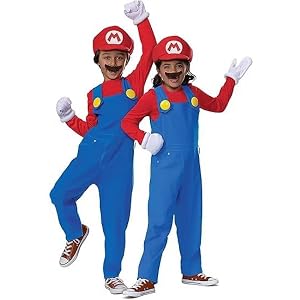 Tesinterest Mario Costume Brothers, Mario Halloween Costume Hat Gloves Set Party Gift for Kits,Boys,Girls