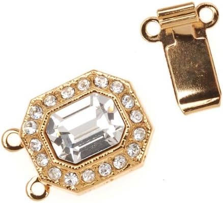 23K Gold Plated 2-Strand Box Clasp With SWAROVSKI ELEMENTS 22x12mm