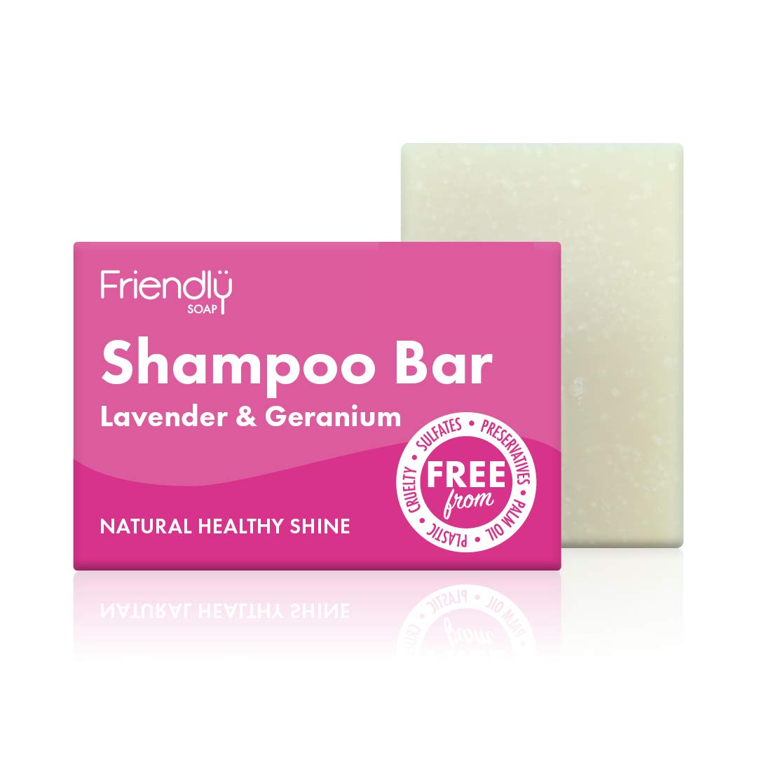 Friendly Soap Handmade Natural Lavender & Geranium Shampoo Bar - Relaxing, Rich, Nourishing 95g, 1 unit