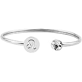Zuo Bao Simple Zodiac Sign Cuff Bracelet with Birthstone Birthday Gift for Women