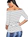 AnnAnn Womens Maternity Tunic Tops Off Shoulder 3/4 Sleeve Classic Side Ruched T-shirt Pregnancy Clothes White/Black Stripe Small