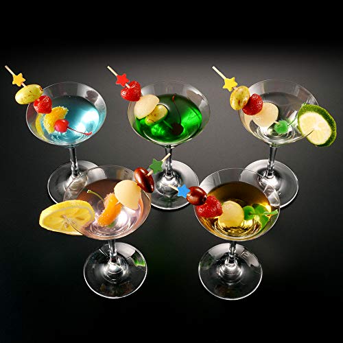 Bamboo Cocktail Picks 4.7 Inch, Handmade Party Toothpicks - Decorative Skewers for Appetizer, Drink, Fruit, Sandwich of Food Drinks Décor Disposable (Color Stars Shape, 100 Counts) - Thumbnail 2