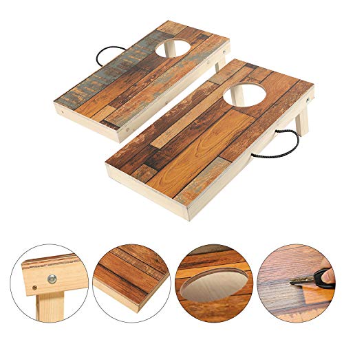 OOFIT Solid Wood Cornhole Set Junior Size, 1' x 2' Portable Sports Cornhole Game Boards Set, with 8 Bean Bags